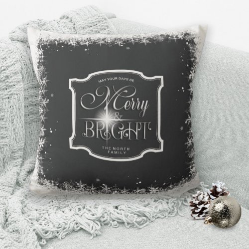 Merry  Bright Snowfall Christmas ID591 Throw Pillow