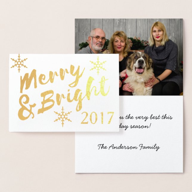 Merry & Bright Snowflakes Christmas Photo Card (Display)