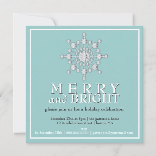 Merry &amp; Bright Sparkle Snowflake Holiday Party Announcement