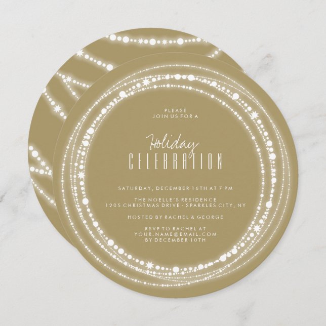 Merry & Bright Sparkles Chic Holiday Party Invite (Front/Back)