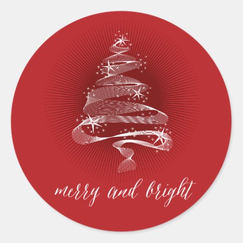 Merry  Bright Sparkling Christmas Tree Holiday Classic Round Sticker
