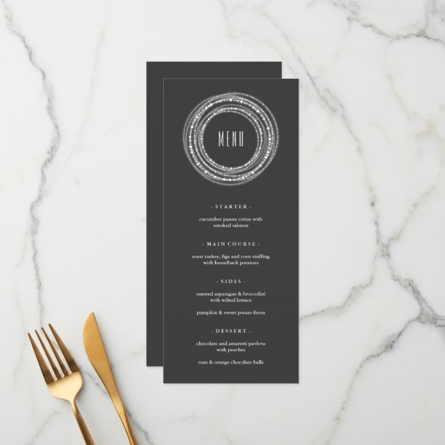 Merry & Bright Sparkling Lights Chic Holiday Party Menu (Front/Back In Situ)