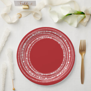 Merry & Bright Sparkling Lights Chic Holiday Party Paper Plates