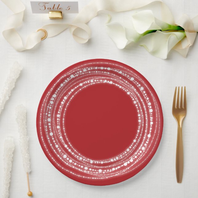Merry & Bright Sparkling Lights Chic Holiday Party Paper Plates (Wedding)
