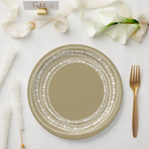 Merry & Bright Sparkling Lights Chic Holiday Party Paper Plates