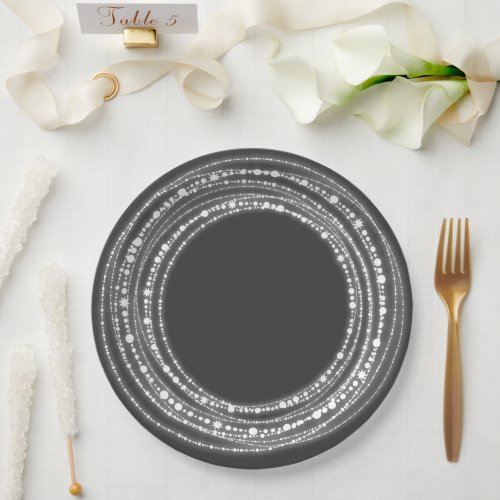 Merry  Bright Sparkling Lights Chic Holiday Party Paper Plates