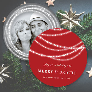 Merry & Bright Sparkling Lights Christmas Photo Holiday Card