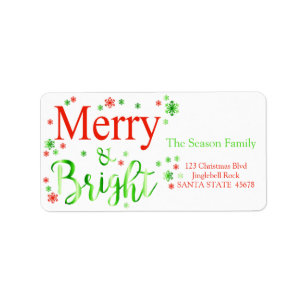 Merry & Bright stars holiday label