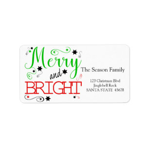 Merry & Bright stars holiday label