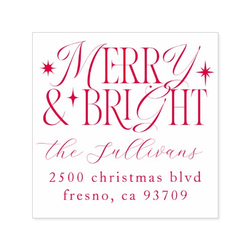 Merry  Bright Stars Return Address Self_inking Stamp