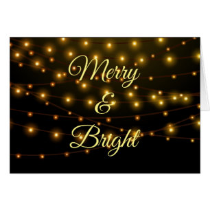 Merry & Bright String Lights Christmas Holiday Cards