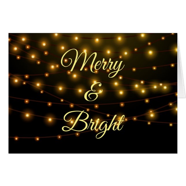 Merry & Bright String Lights Christmas Holiday Cards (Front Horizontal)