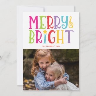 Merry & Bright Stripes Christmas Photo Card