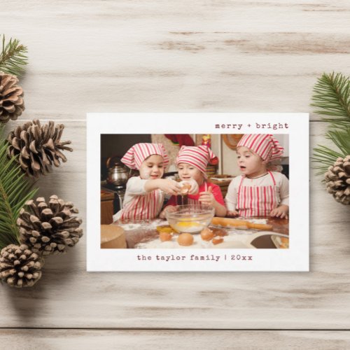 Merry  Bright Stylish Family Photo  Holiday Card