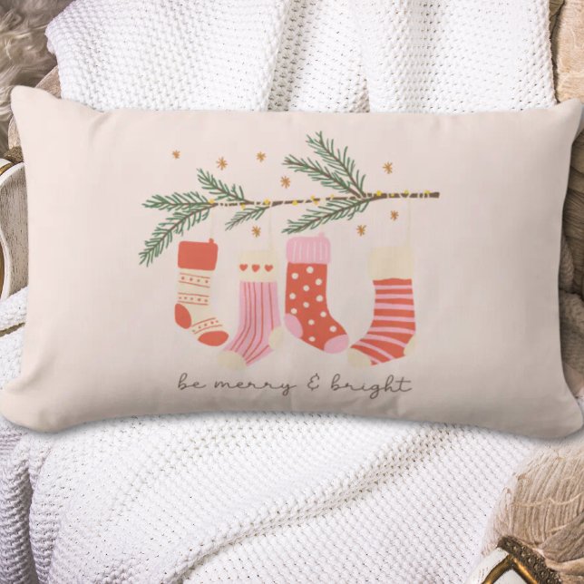 Merry & Bright Stylish Pink & Red Christmas Pillow (Merry & Bright Stylish Pink & Red Christmas Pillow
)