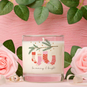 Merry & Bright Stylish Pink & Red Christmas Scented Candle