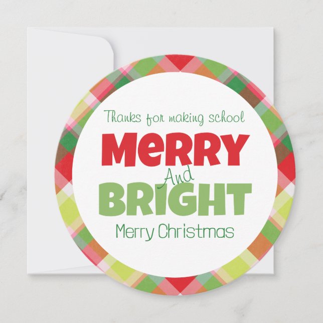 Merry & Bright Teachers Thank You Card (Front)
