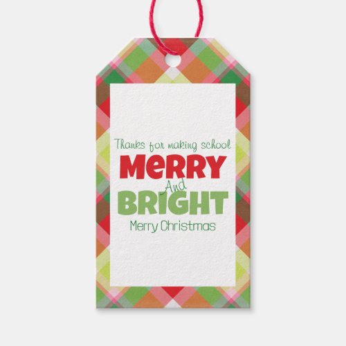 Merry  Bright Teachers Thank You Gift Tag
