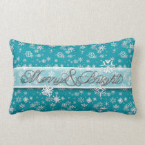 Merry &amp; Bright • Teal &amp; Snowflakes • Classic Lumbar Pillow