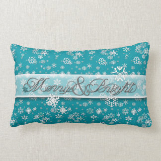 Merry & Bright • Teal & Snowflakes • Classic Lumbar Pillow