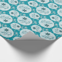 Merry &amp; Bright • Teal • Snowflakes • Holidays Wrapping Paper