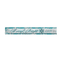 Merry &amp; Bright • Teal Snowflakes • Modern • Classy Wrap Around Label