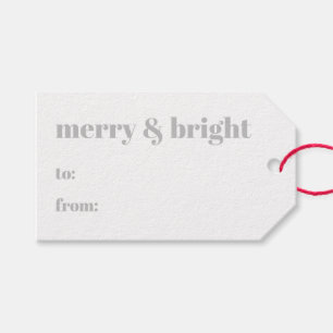 Merry & bright to from gray white modern Christmas Gift Tags