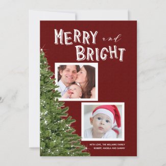 Merry & Bright Twinkle Christmas Tree Photo Card