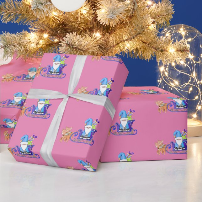 Merry & Bright Unique Color Christmas Sleigh Santa Wrapping Paper (Holidays)