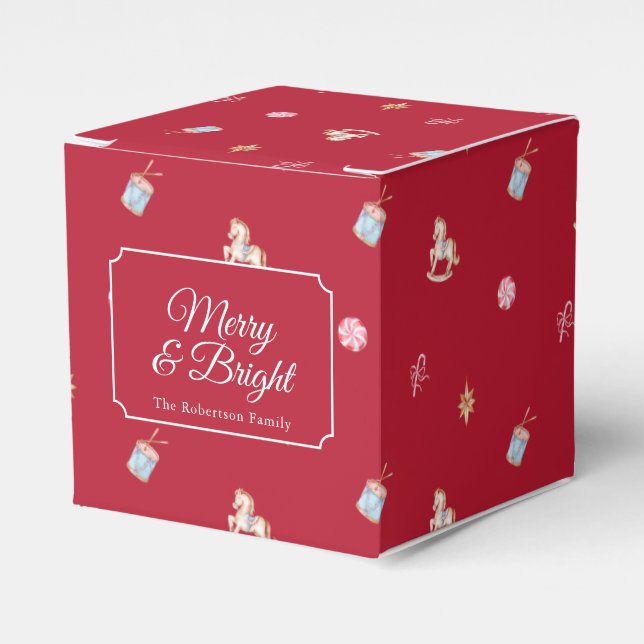 Merry & Bright Vintage Christmas Favor Boxes (Front Side)