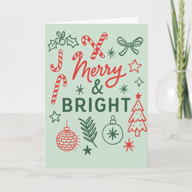 Merry & Bright Vintage Holiday Card (Front)