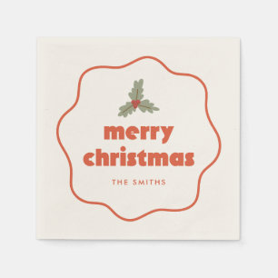 Merry & Bright Wavy Frame Christmas Napkins