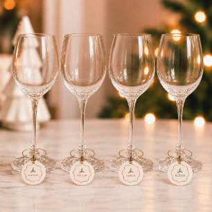 Merry & Bright Wavy Frame Christmas Wine Charm