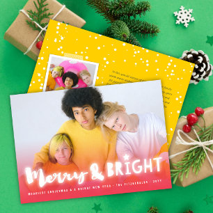 Merry & Bright White Glow Magical Christmas Photo Holiday Card