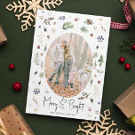 Merry & Bright Winter Foliage Photo  Holiday Card<br><div class="desc">Send Season Greetings to family and friends with this Festive Watercolor Winter Foliage Family Photo Holiday Card - design features a variety of botanical  watercolor winter foliage framing an a photograph of your choice,  the text 'Merry & Bright' and name/s.</div>