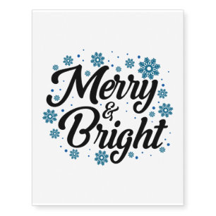 Merry & Bright Winter Snow Christmas Season Temporary Tattoos