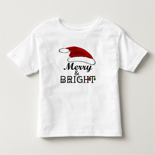 Merry  Bright with Santa Hat Christmas ZSPG Toddler T_shirt