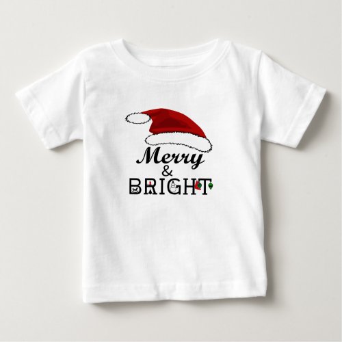 Merry  Bright with Santa Hat Christmas ZSSPG Baby T_Shirt