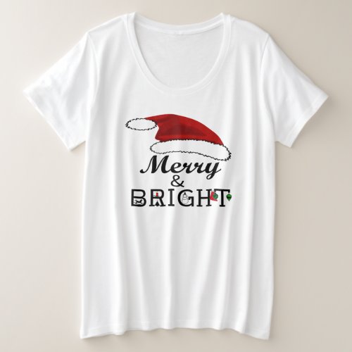 Merry  Bright with Santa Hat Christmas ZSSPG Plus Size T_Shirt