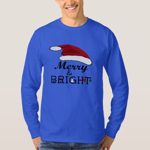 Merry  Bright with Santa Hat ZSSPG Long Sleeve T_Shirt