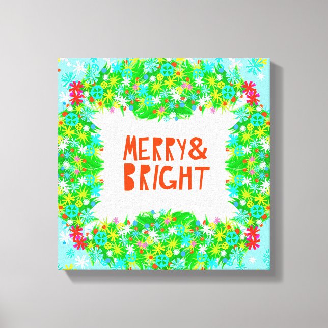 Merry & Bright Wreath Canvas Print (Front)