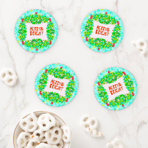 Merry & Bright Wreath Coaster Set