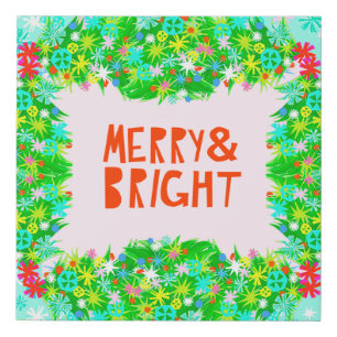 Merry & Bright Wreath Faux Canvas Print