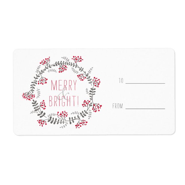 Merry & Bright Wreath Label (Front)