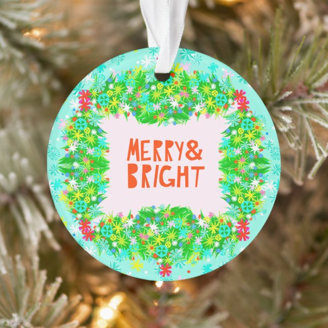 Merry & Bright Wreath Ornament (Tree)