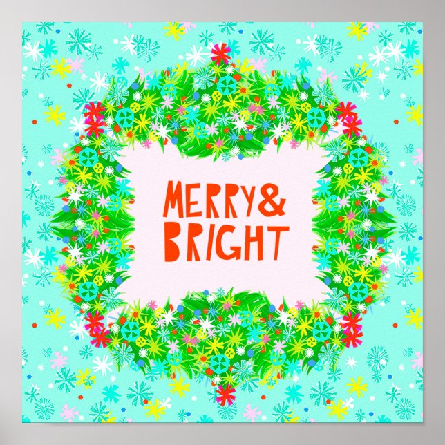 Merry & Bright Wreath Poster (Front)