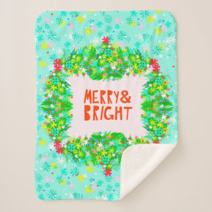 Merry & Bright Wreath Sherpa Blanket