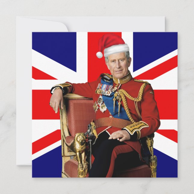 Merry British Christmas King Charles III  Holiday Card (Front)