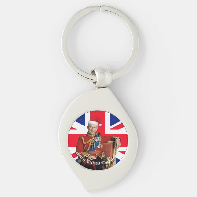 Merry British Christmas King Charles III  Keychain (Front)