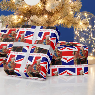Merry British Christmas King Charles III Wrapping Paper